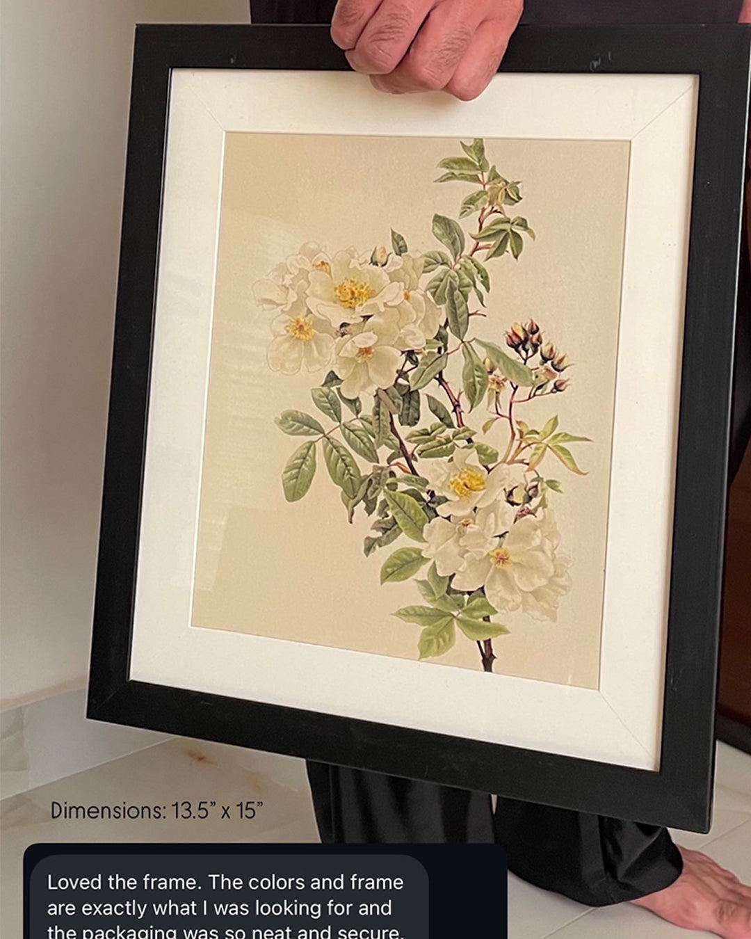 Botanical black floral frame in home setup