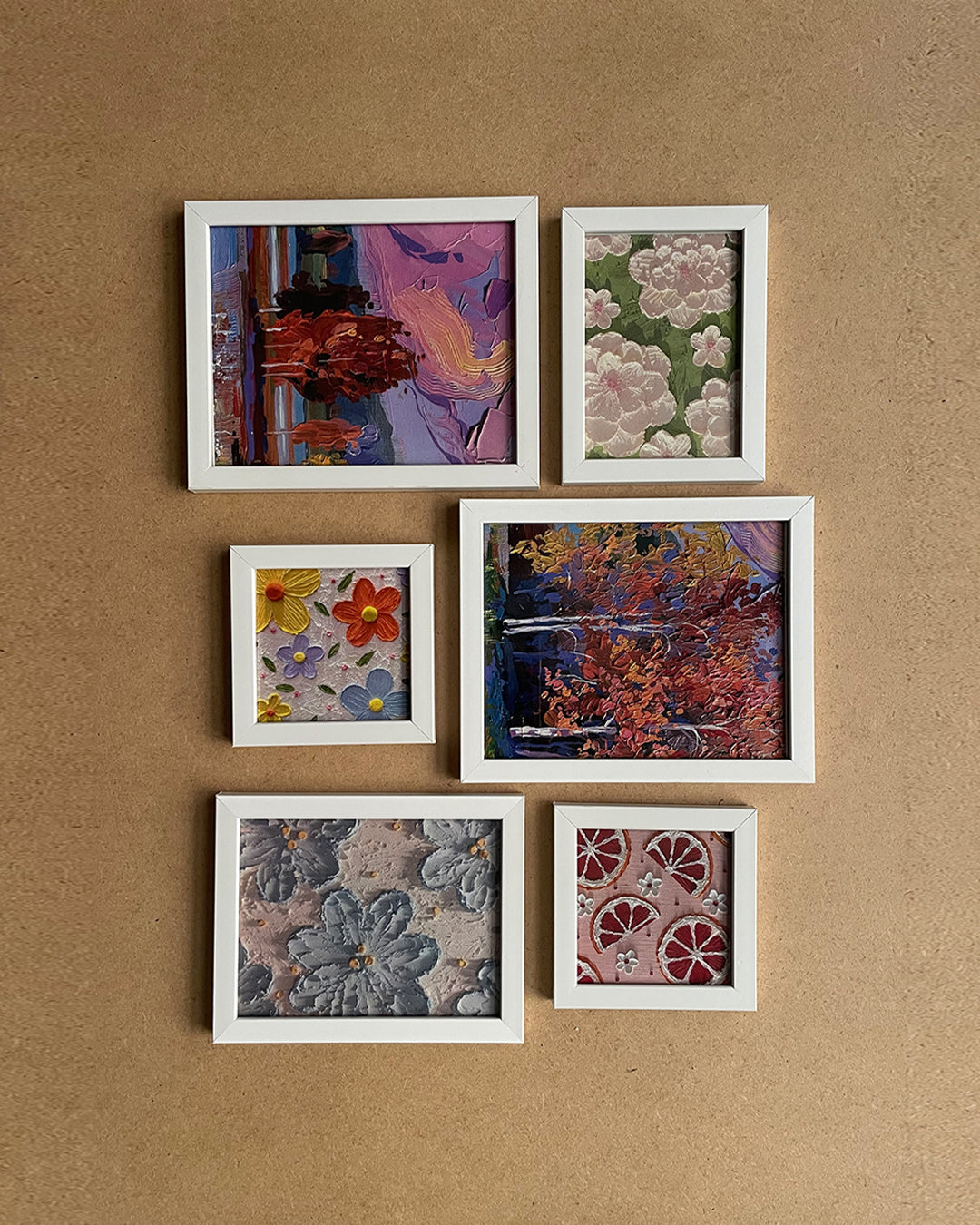 Detailed close-up of floral digital painting inside white frame