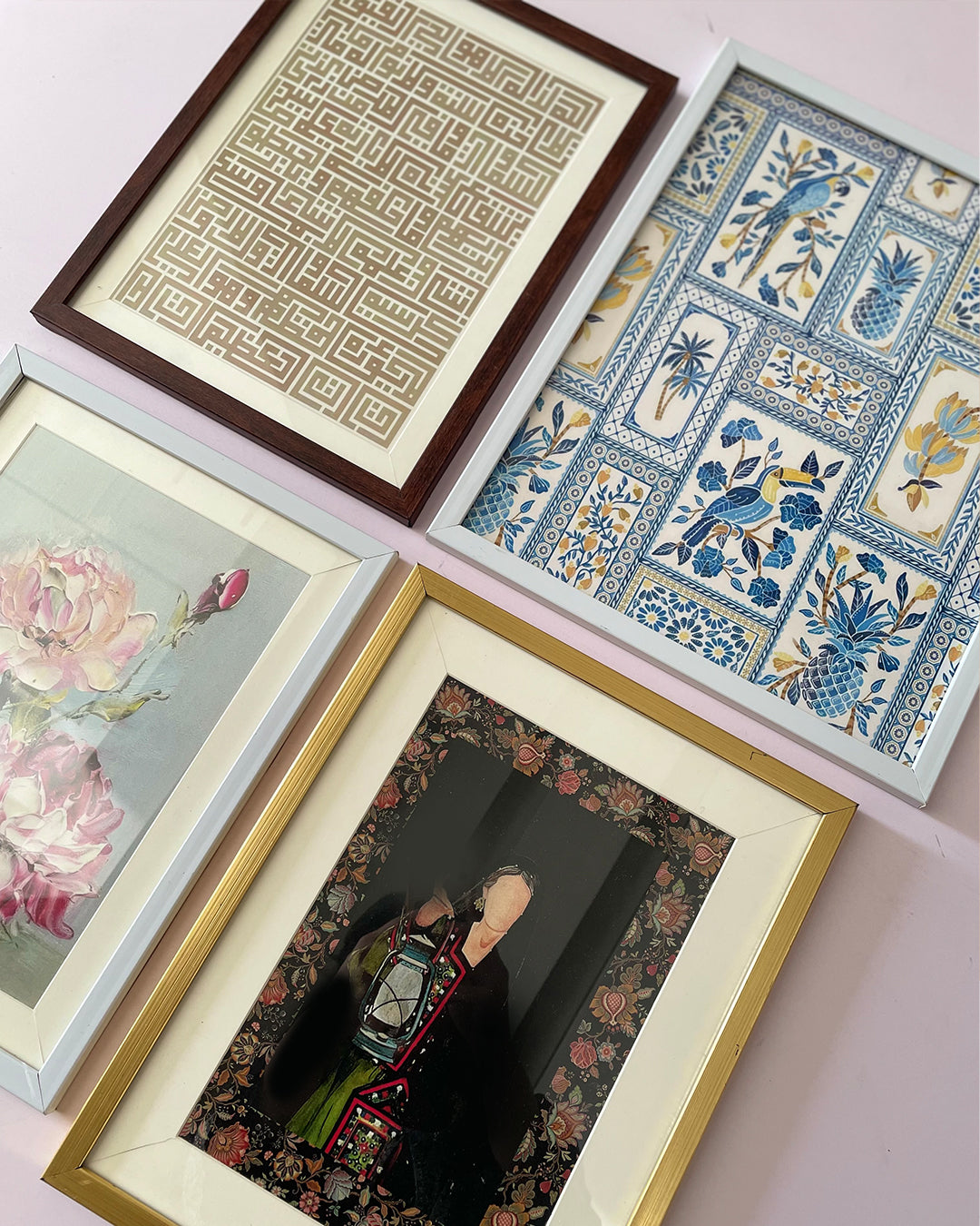 Flat lay of Blue Jay frame next to book and mug for cozy decor styling