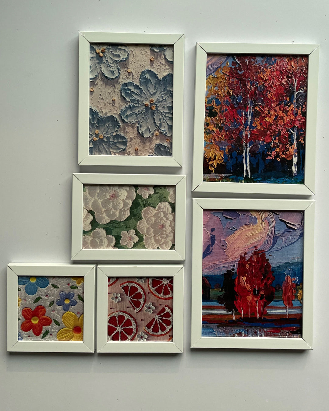 Flat lay of Blossom frame set showing all sizes and designs